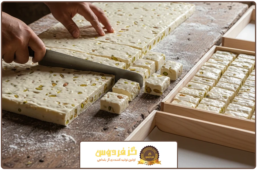 برش | مراحل تولید گز بلداجی