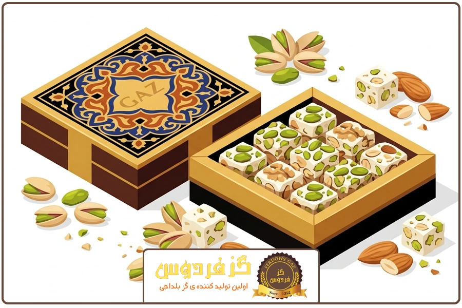 ماندگاری و طعم بی نظیر | خرید گز پر مغز اصفهان